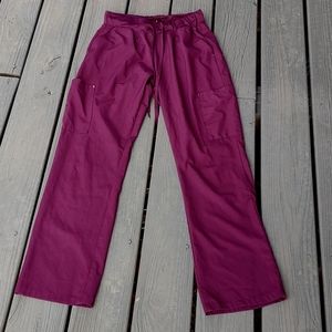 Zinnia size Small burgundy scrub pants with elastic drawstring waist